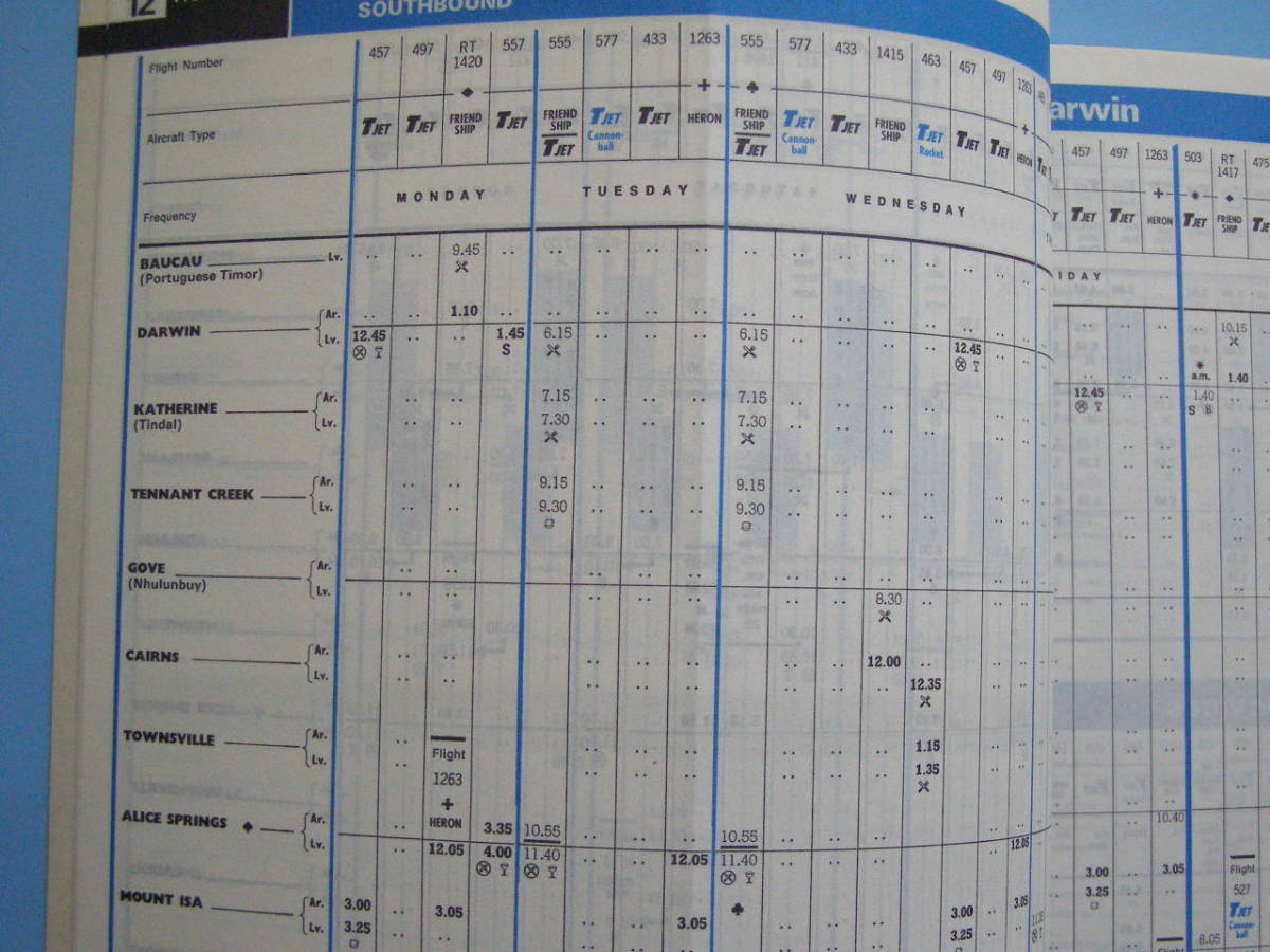 (1f110) 時刻表 古い時刻表 飛行機 旅客機 1974 トランス・オーストラリア航空 44ページあります 民間機 タイムテーブル 資料 コレクション_画像4