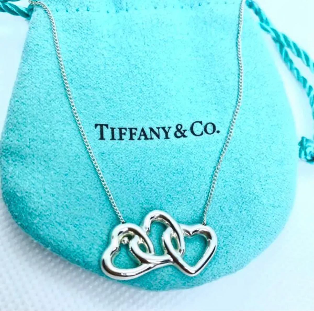 美品 Tiffany & Co ティファニー ネックレス トリプルハート シルバー