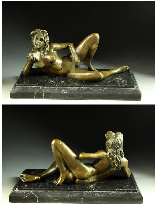 【永楽】超人気ブロンズ像　セクシーな裸女　Nino Oliviono 　名作　インテリア　彫刻　銅像　置物　彫刻　銅像　彫像　美術品フィギュア
