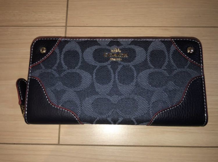 【新品】 シグネチャー ネイビー 長財布 コーチ - 長財布