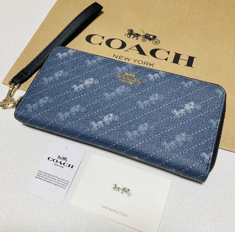 COACH コーチ 長財布 C3547 デニム ホースアンドキャリッジプリント