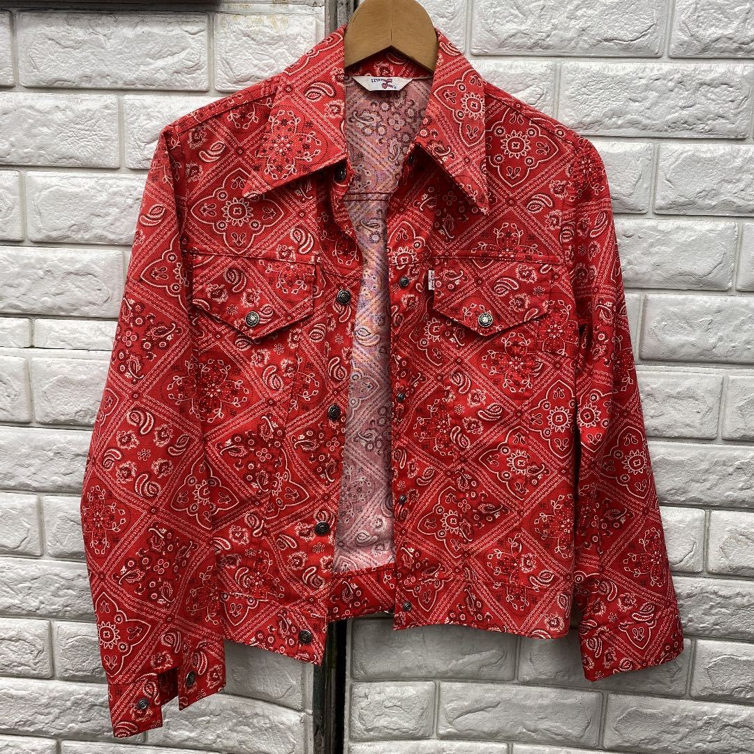 古着 レディース 長袖 ジャケット リーバイス Levis ペイズリー バンダナ柄 赤 レッド 【spe】 19sep20 中古 アウター ジャンパー