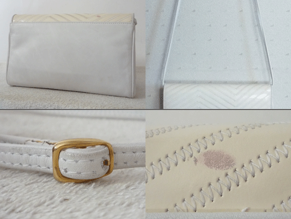  редкий Fendi FENDI кожа эмаль белый плечо .. сумка на плечо женский Vintage 