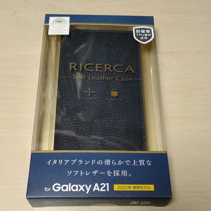 ◇ELECOM Galaxy A21 用 ソフト レザーケース イタリアン(Coronet) ロイヤルネイビーPM-G204PLFYILNV_画像1