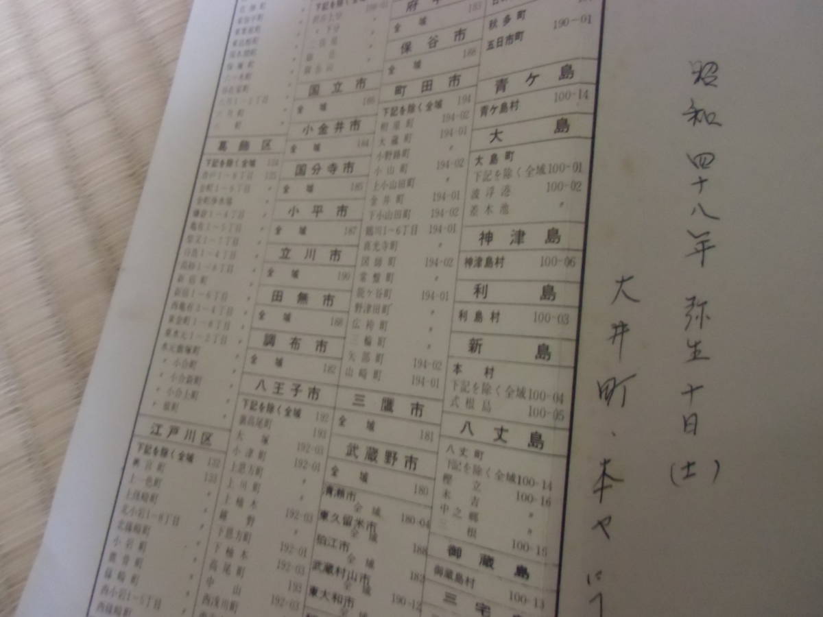  Tokyo классификация карта . документ фирма Showa 47 год 4 месяц выпуск б/у состояние плохой 