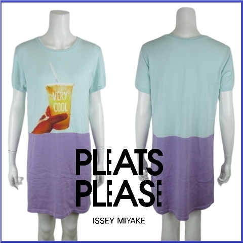 【美品】プリーツプリーズ イッセイミヤケ ニット ワンピース PLEATSPLEASE ISSEYMIYAKE ジュース チュニック ドレス 切替 JUICE 16SS_画像10