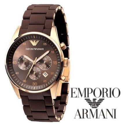 ■AR5890 エンポリオアルマーニ 腕時計 アルマーニ ウオッチ クロノグラフ 新品 ブラウンxローズゴールド スポーツ クオーツ ARMANI