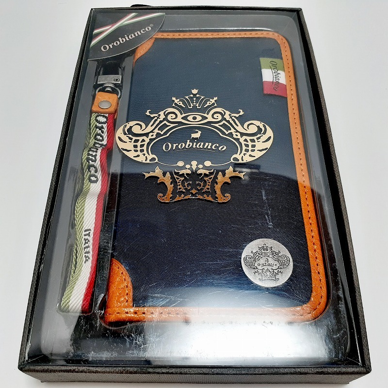 送料無料 オロビアンコ ブックケース アイフォン XR / ネイビー 新品 未開封 Orobianco Book case for iPhone XR / Navy　ストラップ_画像10