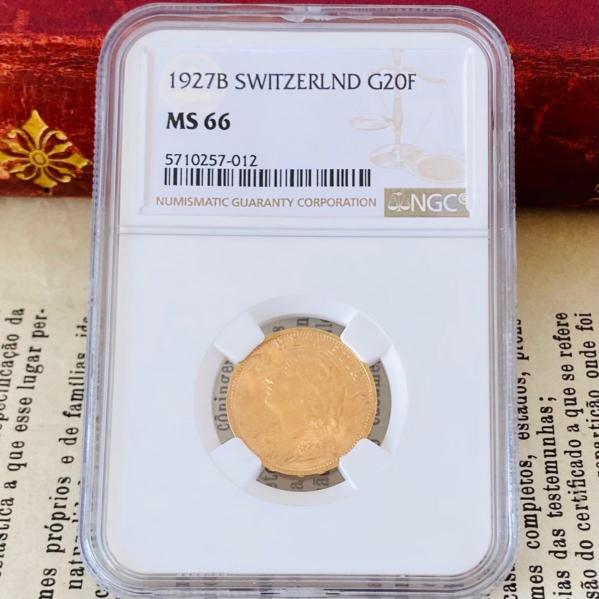 OUTLET 包装 即日発送 代引無料 ☆NGC☆1927B MS66 スイス☆金貨 20