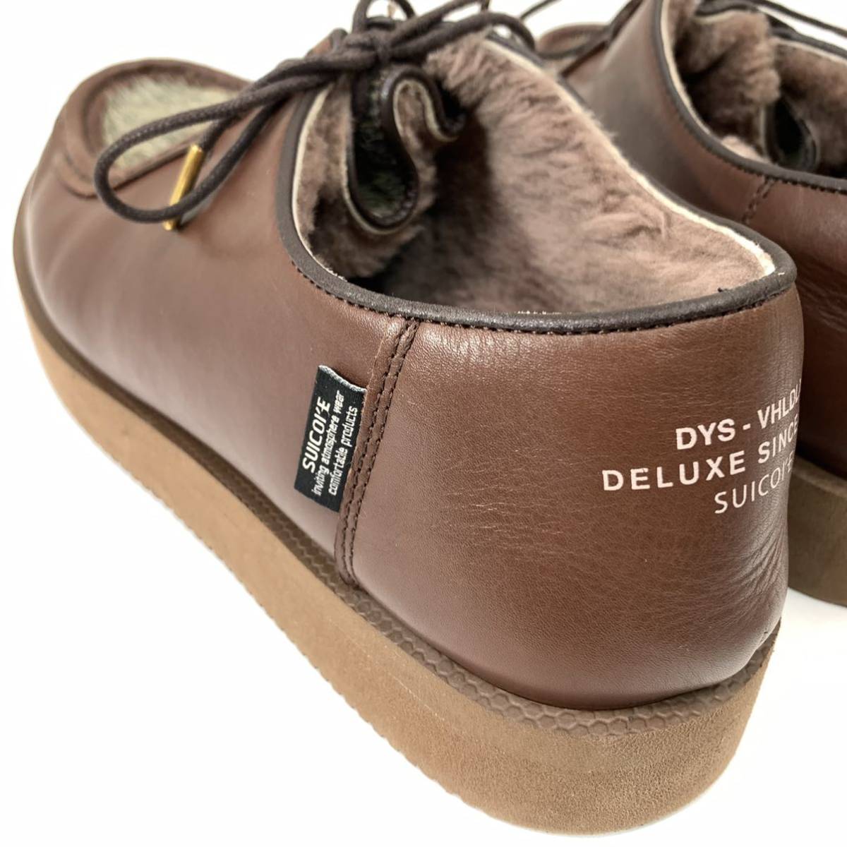 DELUXE × SUICOKE デラックス × スイコック コラボ　DYS-VHLDLX パラブーツ　チロリアンシューズ レザー　革靴　ボア　ファー　28cm 茶