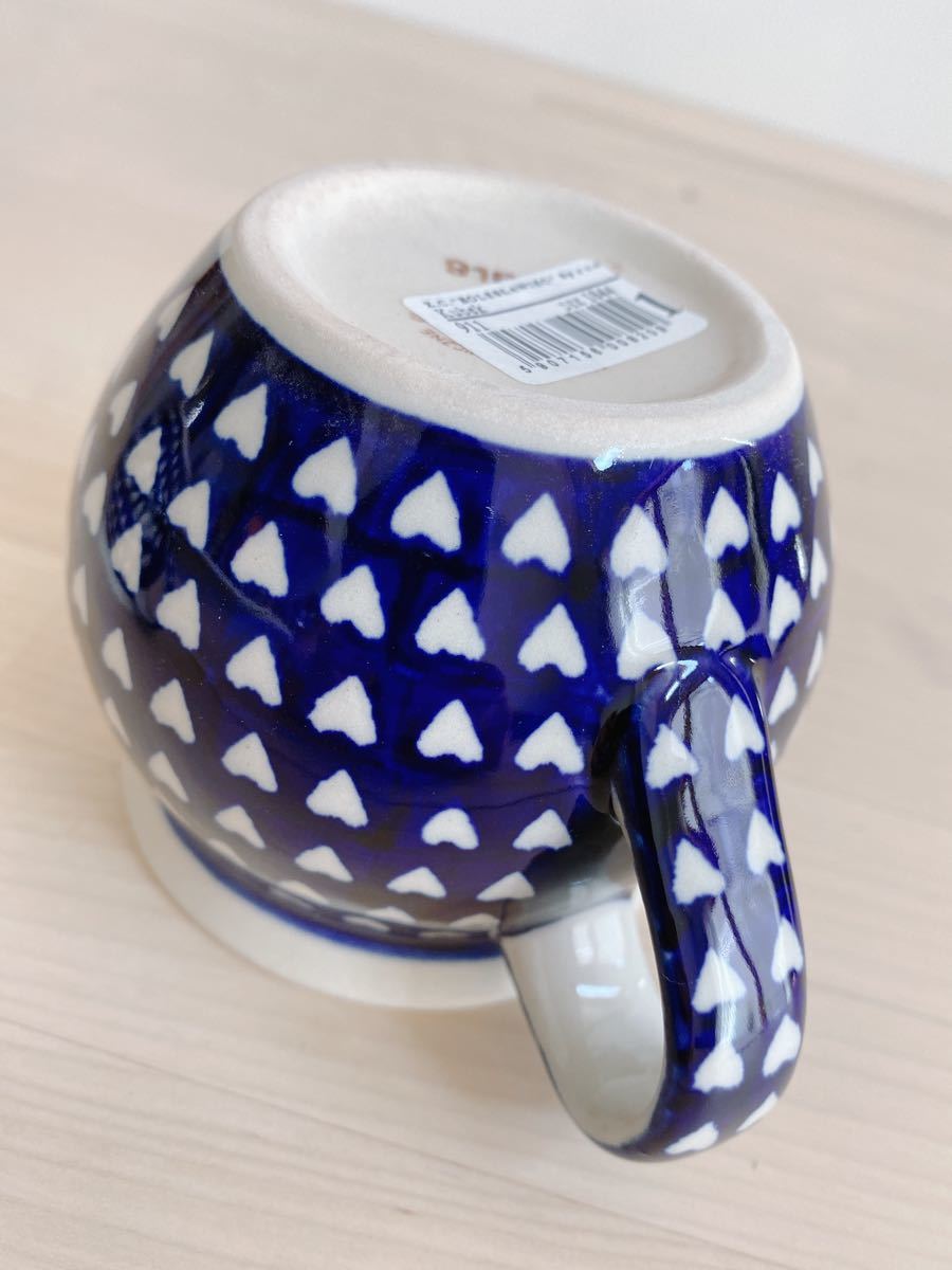 マグカップ　ポーランド食器　ポーリッシュポタリー　ボレスワヴィエツ　ハートデザイン　ハンドメイド　マグカップ
