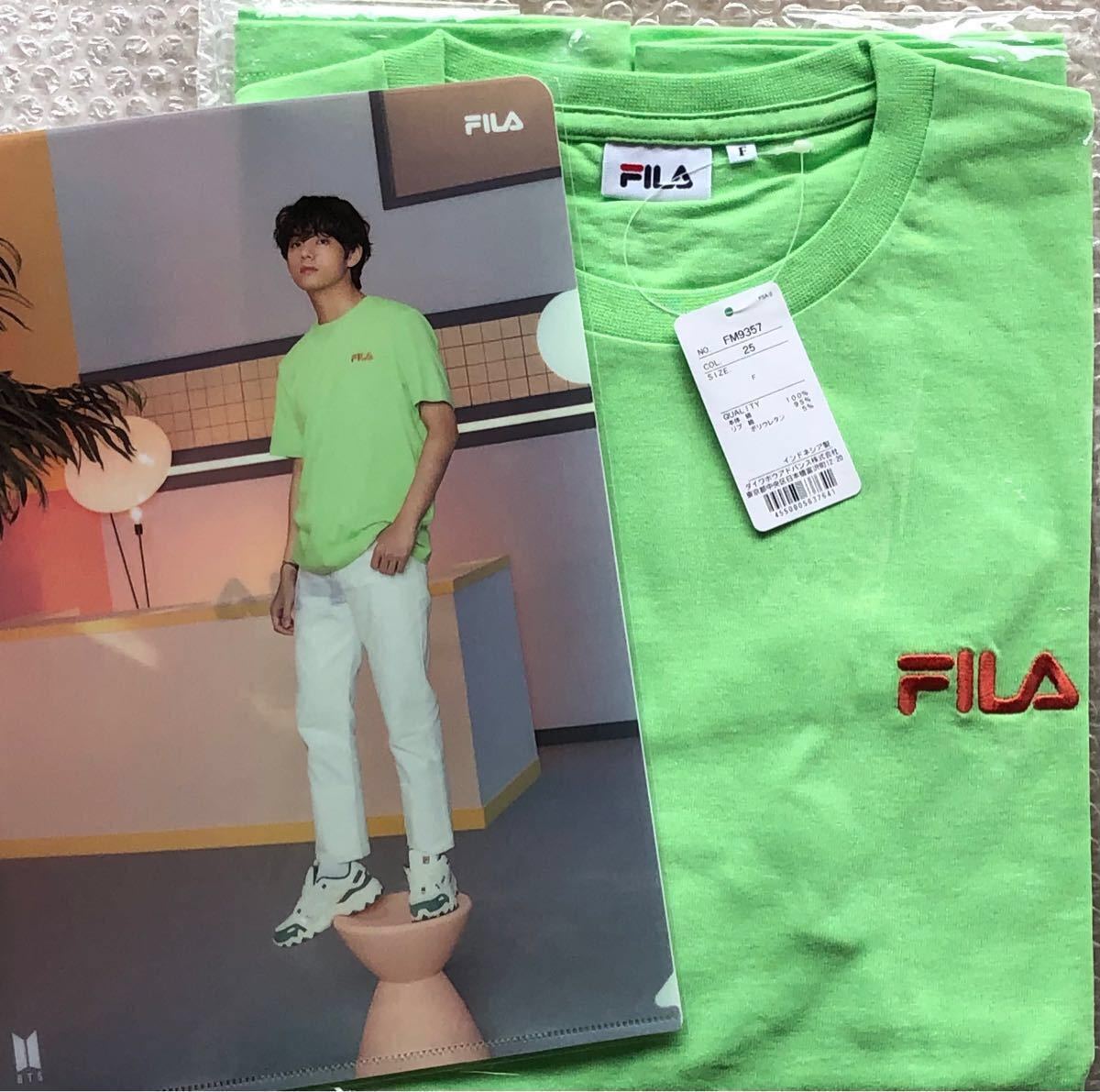 新品未開封品 BTS FILA ロゴ 半袖Tシャツ V着用 テテ テヒョン クリアファイル tシャツ スポーツ ジム クーポン