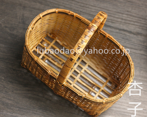紫竹 自然竹の編み上げ 竹の編 提籃籠 茶器収納 竹細工 _画像3
