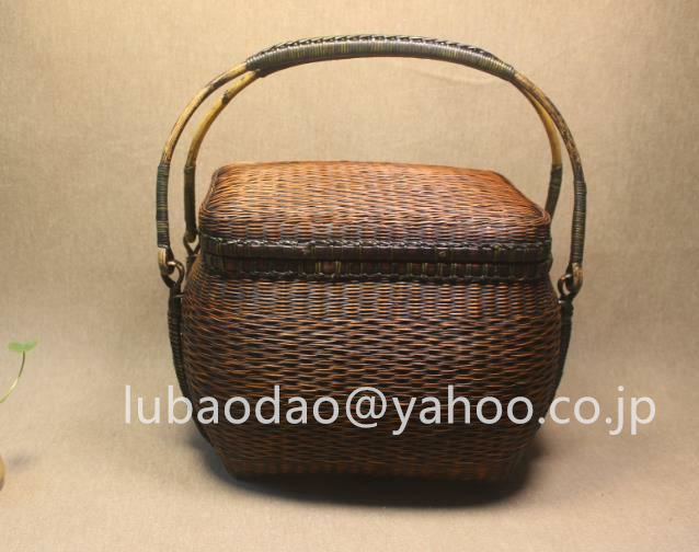 竹編みバッグ 茶道具収納 竹細工 買い物カゴ 収納ケース 古風 職人手作り