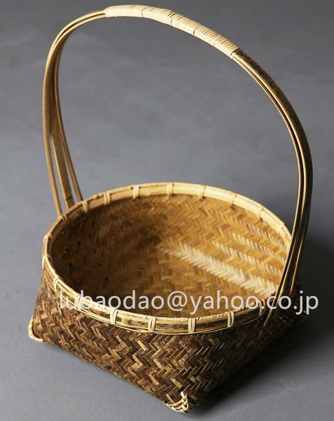 職人手作り 収納ケース 自然竹の編み上げ 茶道具収納 ピクニック 古風 