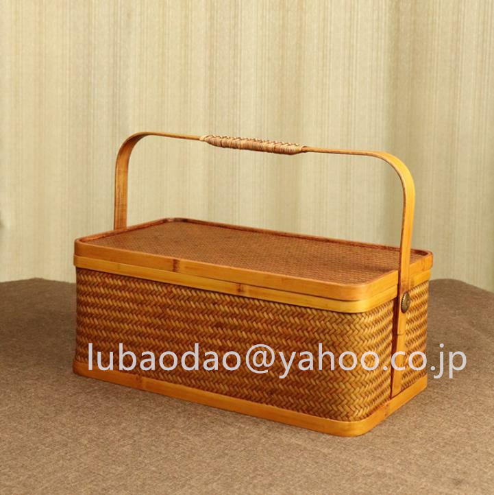 竹編みバッグ 古風 茶器収納 茶道具収納 収納ケース古風 バスケット