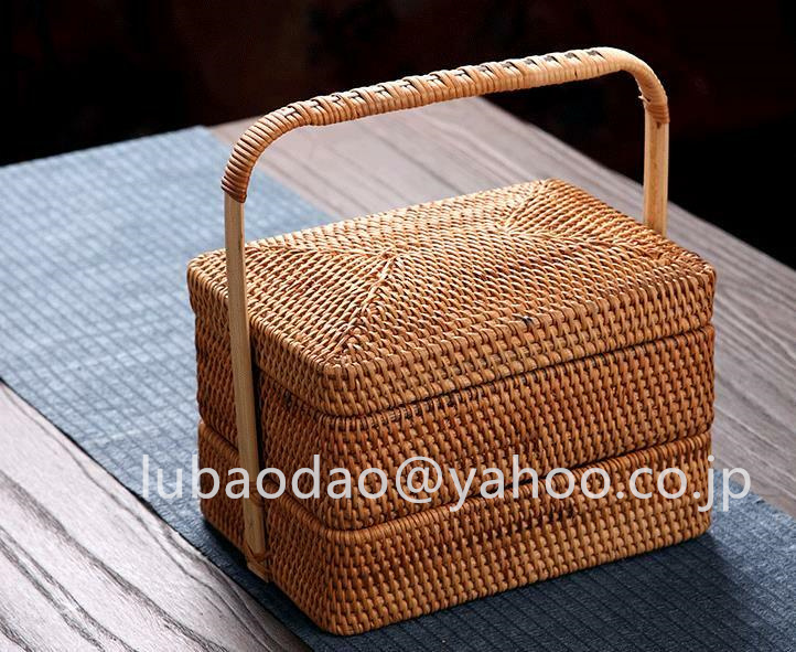 収納ケース 藤編 茶道具 ピクニック 小物入れ籠 便攜