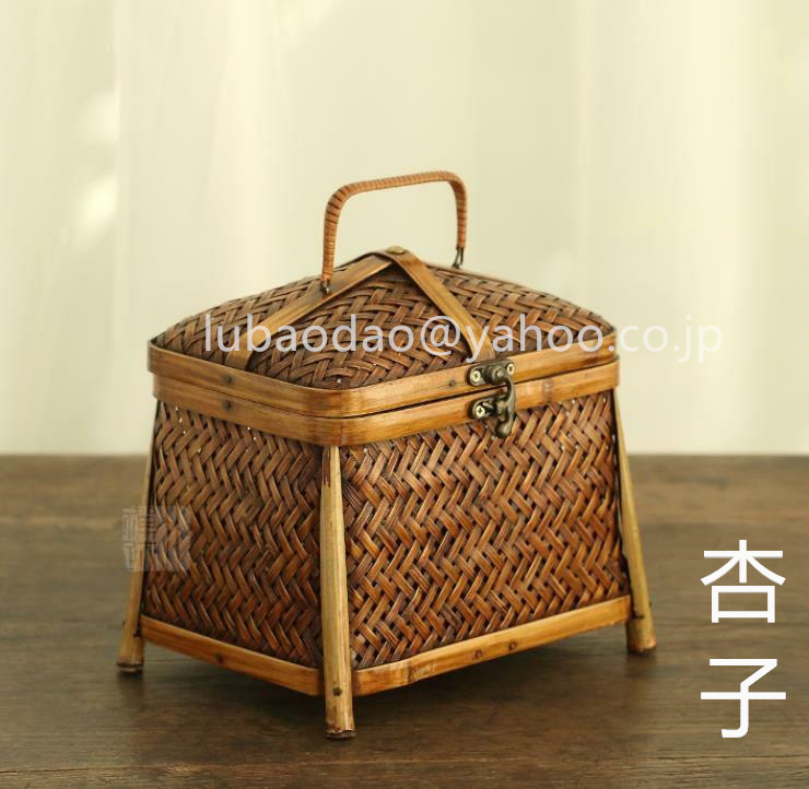 職人手作り 収納ケース 自然竹の編み上げ 竹編細工籠 小物入れ籠 茶道具収納