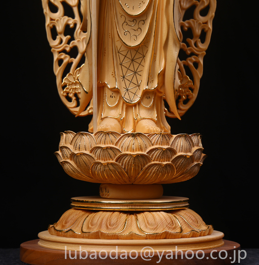 正規逆輸入品】 周慶作 木彫像 仏像 観音菩薩像 中国古美術 彫刻 仏師