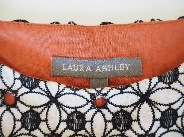 #snc ローラアシュレイ LAURAASHLEY ワンピース 40 白 黒 茶 ノースリーブ 刺繍 大きいサイズ レディース [693480]_画像5