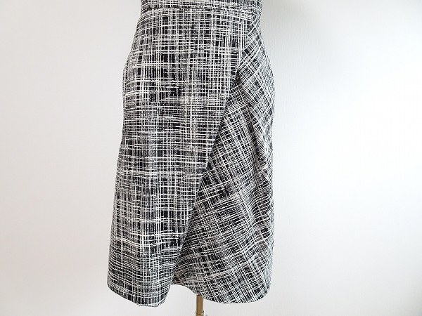 #snc アクアスキュータム Aquascutum ワンピース S 黒 白 半袖 チェック柄 レディース [639669]