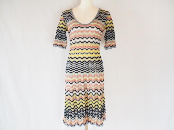 snc エムミッソーニ M MISSONI ワンピース 40 グレー マルチ ボーダー