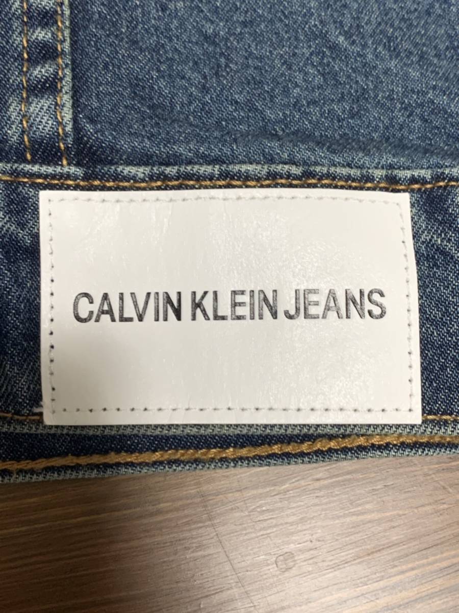 美品 [Calvin Klein Jeans] 現行タグ ヴィンテージ加工 インディゴデニムジャケット L カルバンクラインジーンズ
