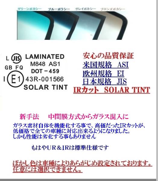 UV&IR 断熱フロントガラス アルファード/ヴェルファイア20 　緑/青_画像2
