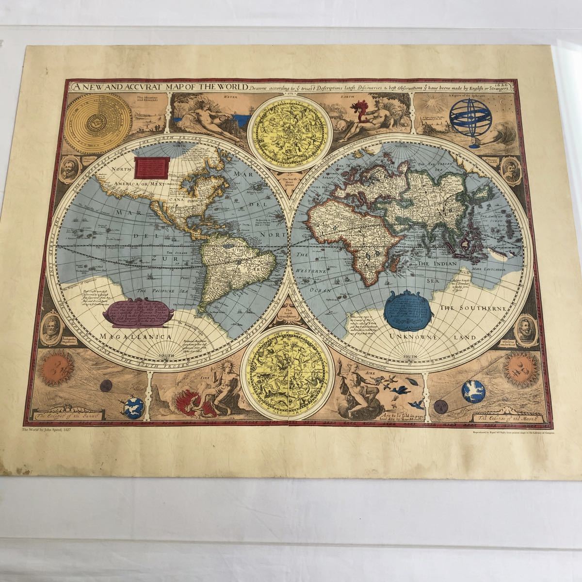 1627年 世界地図 古地図ポスター 額 Yahoo!オークション - 世界地図 1627年 レプリカ 大航海時代