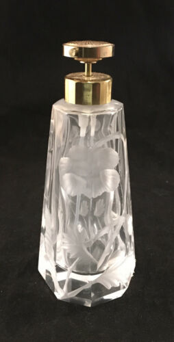 ヴィンテージ マウス クリア ガラス 香水 ボトル 瓶 アトマイザー INTAGLIO カット フローラル デコレーション_画像2