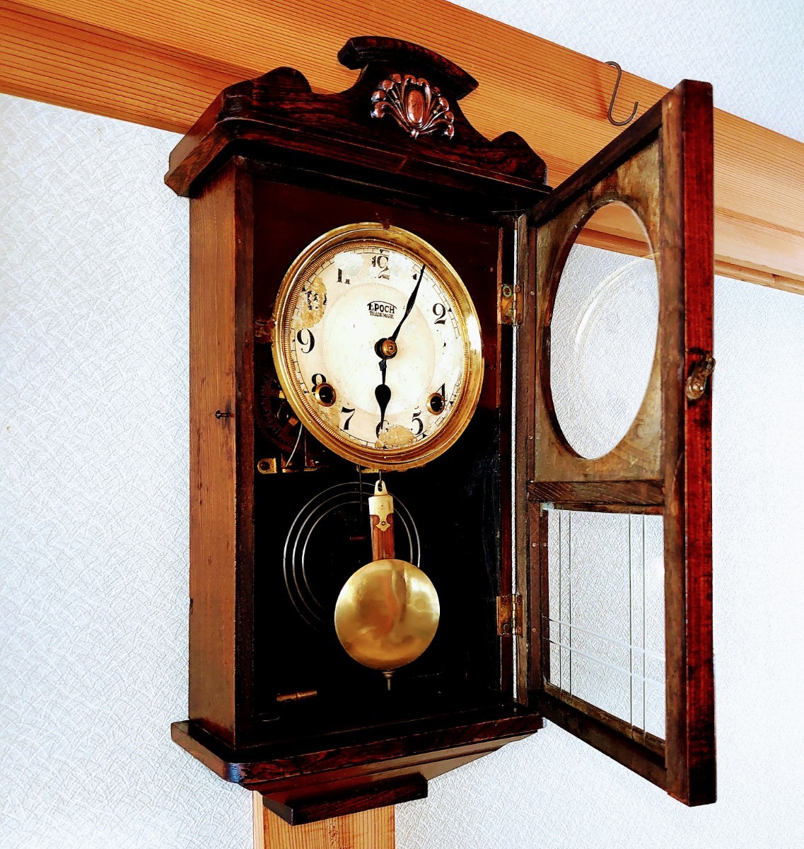 完動品〉精工舎 装飾角型ゼンマイ振り子時計 古時計 - インテリア時計