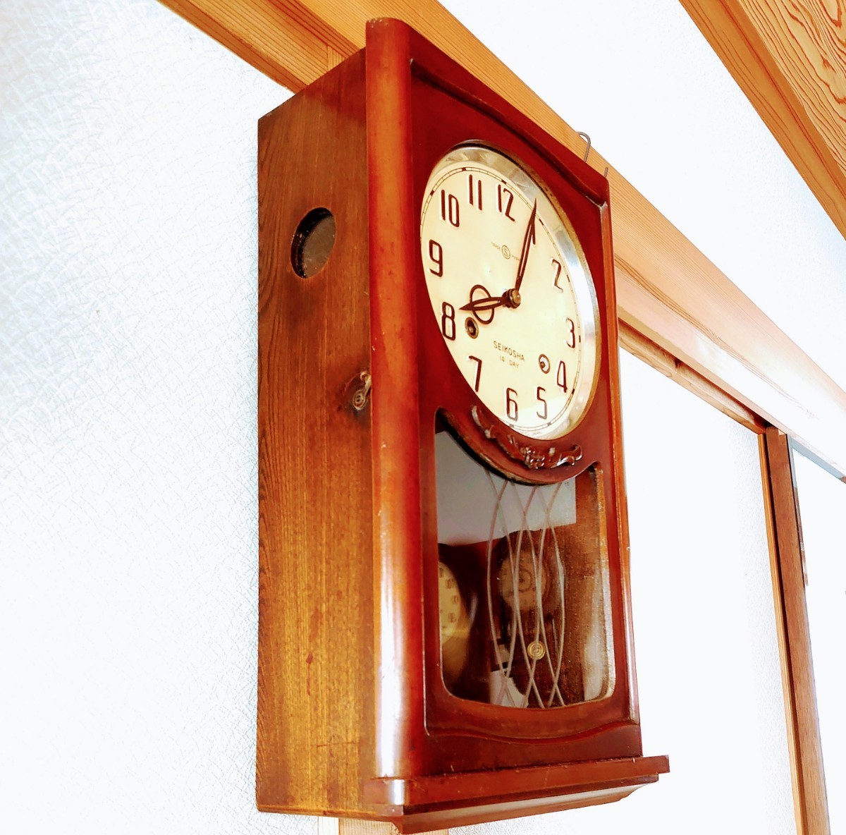 〈完動・美品〉精工舎　14日巻　箱型　ゼンマイ振り子時計　 昭和レトロ ボンボン時計