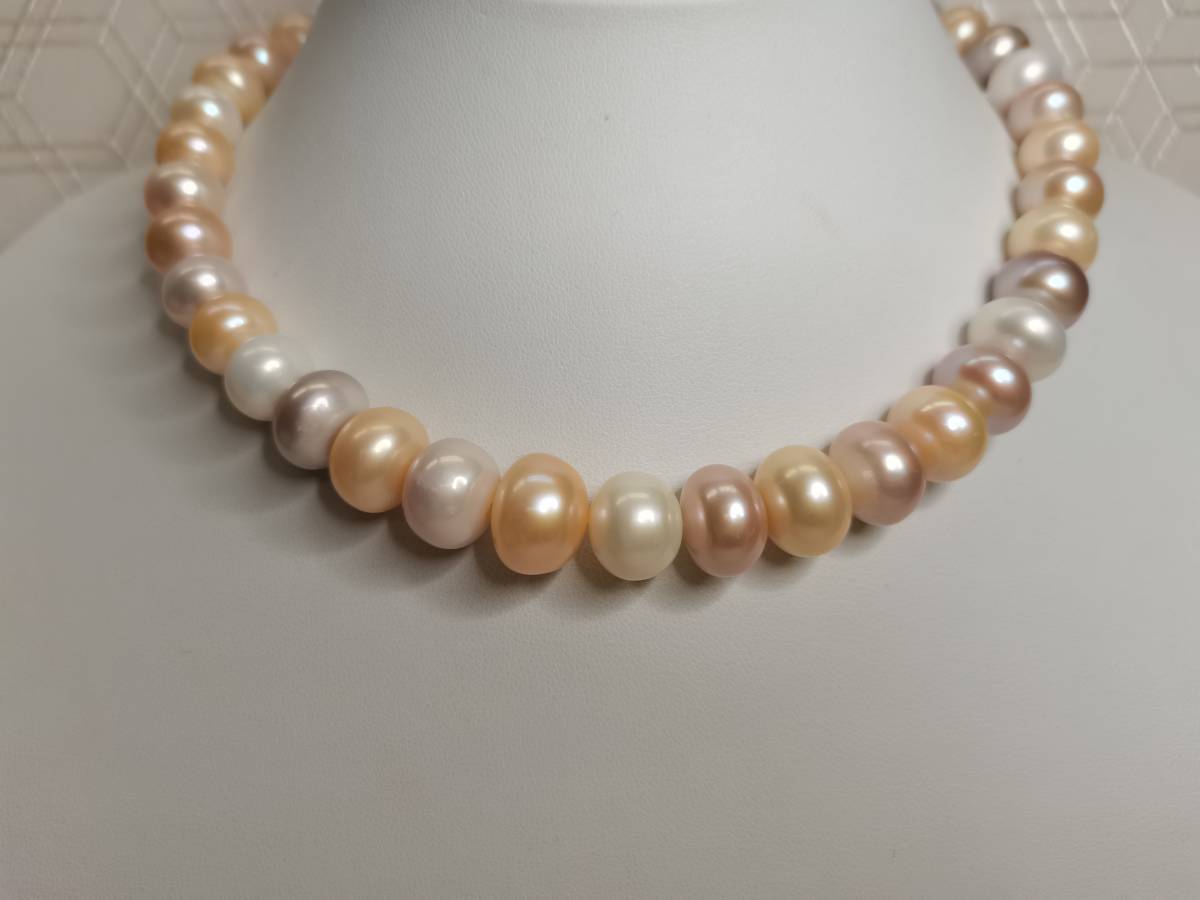 真珠の聖地　超珍しい１3.５ｍｍ多色真珠ネックレス