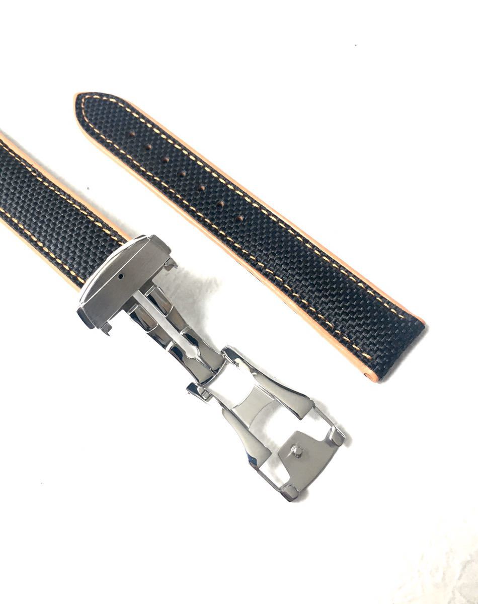 20mm wristwatch for exchange nylon × leather leather belt black × orange D buckle [ correspondence ] Omega Speedmaster / Seamaster / planet 