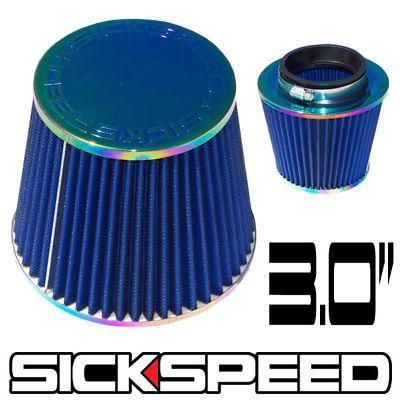 SICKSPEED　インテークフィルター　ブルーｘネオクローム　パイプ系76㎜に対応　USDM　JDM　汎用　エアフィルター　シックスピード_画像1