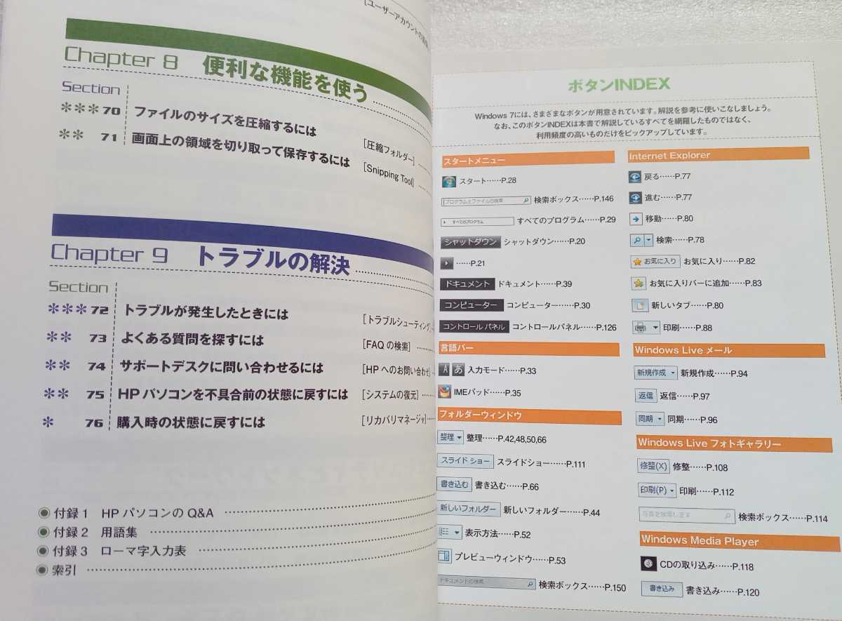 速効！図解HPパソコンwin7対応特別版 2009年9月28日初版第一刷 毎日コミュニケーションズ発行_画像4