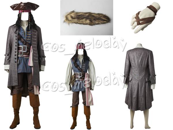 ジャック・スパロウ　パイレーツ・オブ・カリビアン/ 最後の海賊 コスプレ衣装+ブーツ+帽_画像5