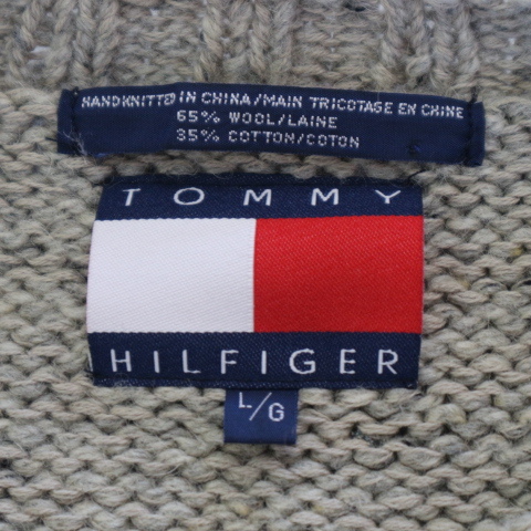 90s TOMMY HILFIGER 釣り Hand Knit セーター L フィッシング ハンドニット ウール コットン トミーヒルフィガー ヴィンテージ_画像6