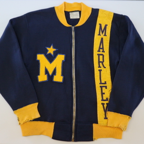 60s USA製 Champion Products ジャケット M ネイビー MARLEY チャンピオン プロダクツ タタキタグ フルジップ  スタジャン ヴィンテージ