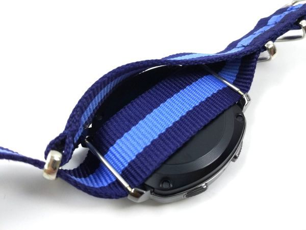  nylon made military strap cloth belt nato type wristwatch navy X blue stripe 20mm