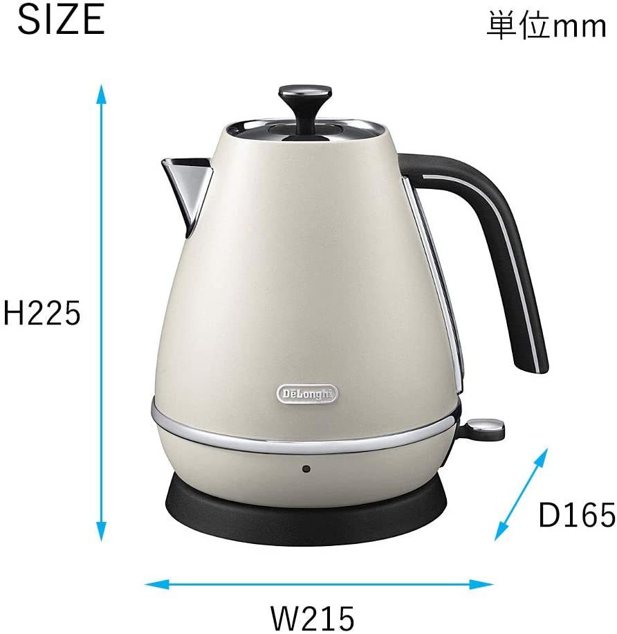 デロンギ(DeLonghi) ディスティンタコレクション 電気ケトル ピュアホワイト 1.0L 空だき防止 自動電源オフ KBI1200J-W