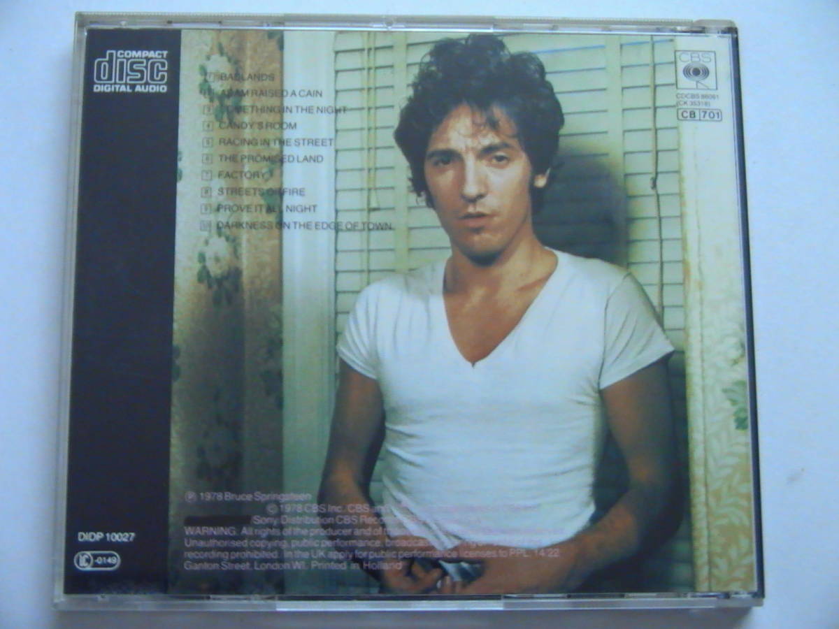 CSR刻印【JAPAN EXPORT】BRUCE SPRINGSTEEN / DARKNESS ON THE EDGE OF TOWN CDCBS-86061 DIDP-10027_画像2