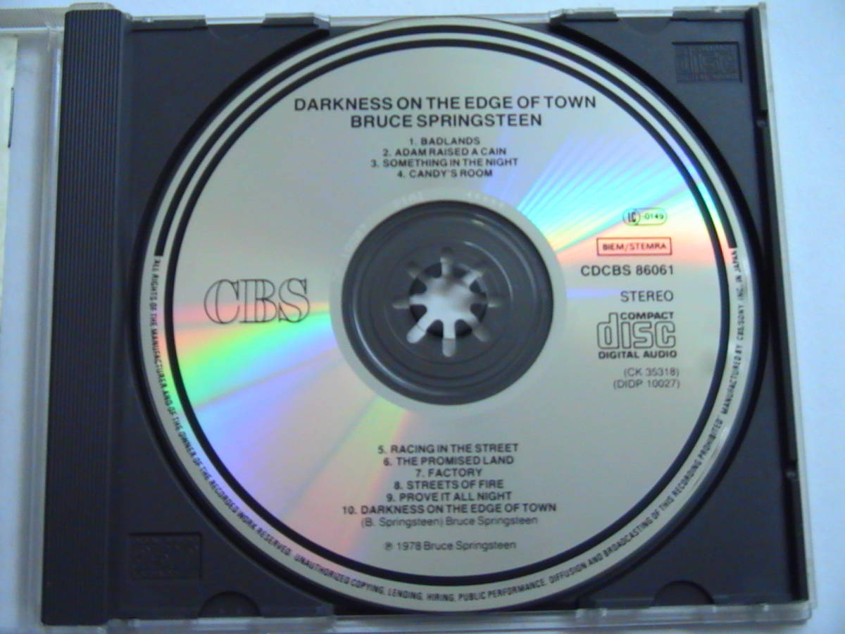 CSR刻印【JAPAN EXPORT】BRUCE SPRINGSTEEN / DARKNESS ON THE EDGE OF TOWN CDCBS-86061 DIDP-10027_画像3