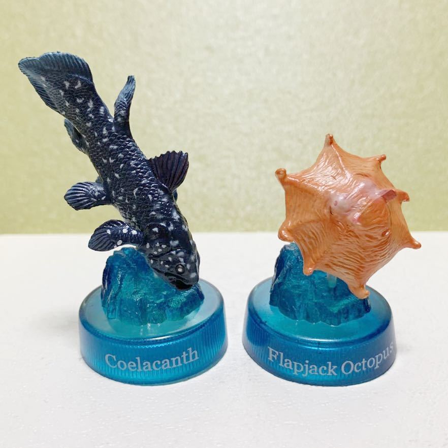  rare rare out of print deep sea living thing 2 figure collection 12 kind together set Secret bottle cap deep sea living thing fish not for sale Kaiyodo 