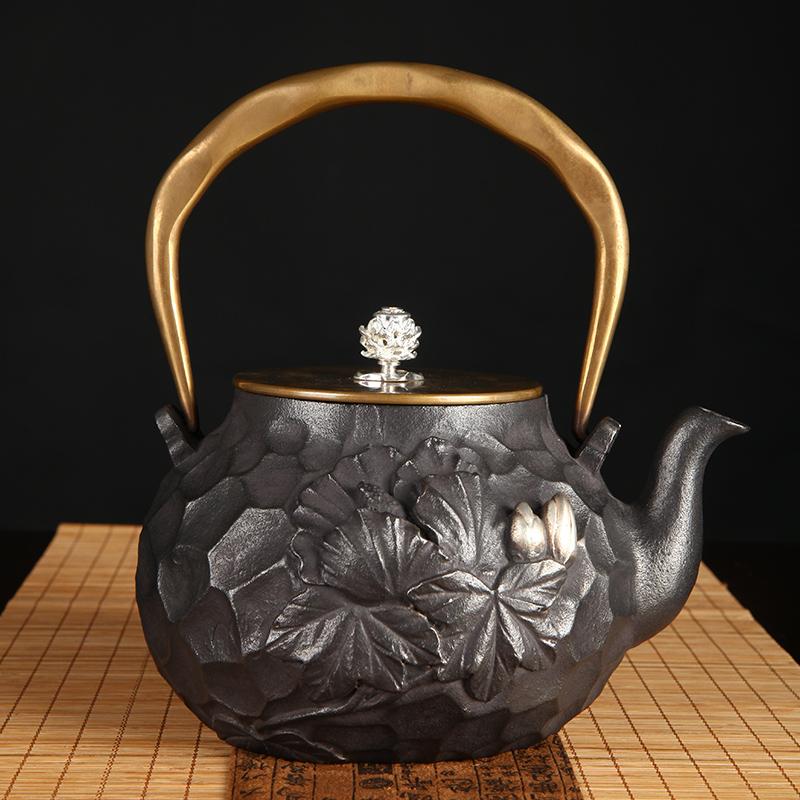 南部鉄瓶塗装なし 祝日プレゼント 茶壺 提梁壺 煮茶壺 茶道具 職人作り