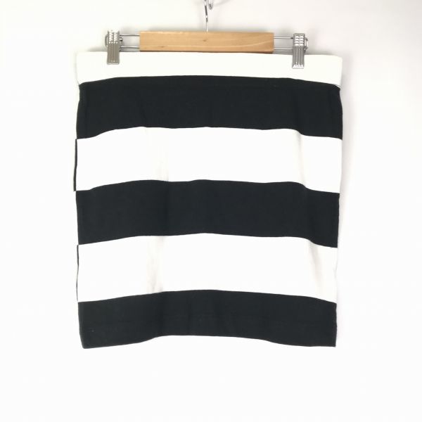  cheap postage *GAP* border pattern / tight skirt [S/ black × white ] mini height / elasticity / Gap *BF438