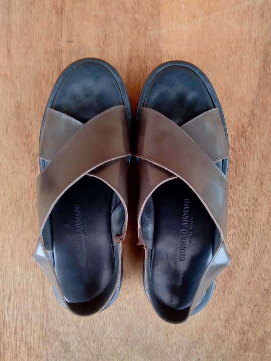 joru geo Armani GIORGIO ARMANI sandals original leather Raver sole tea color Brown Italy made 