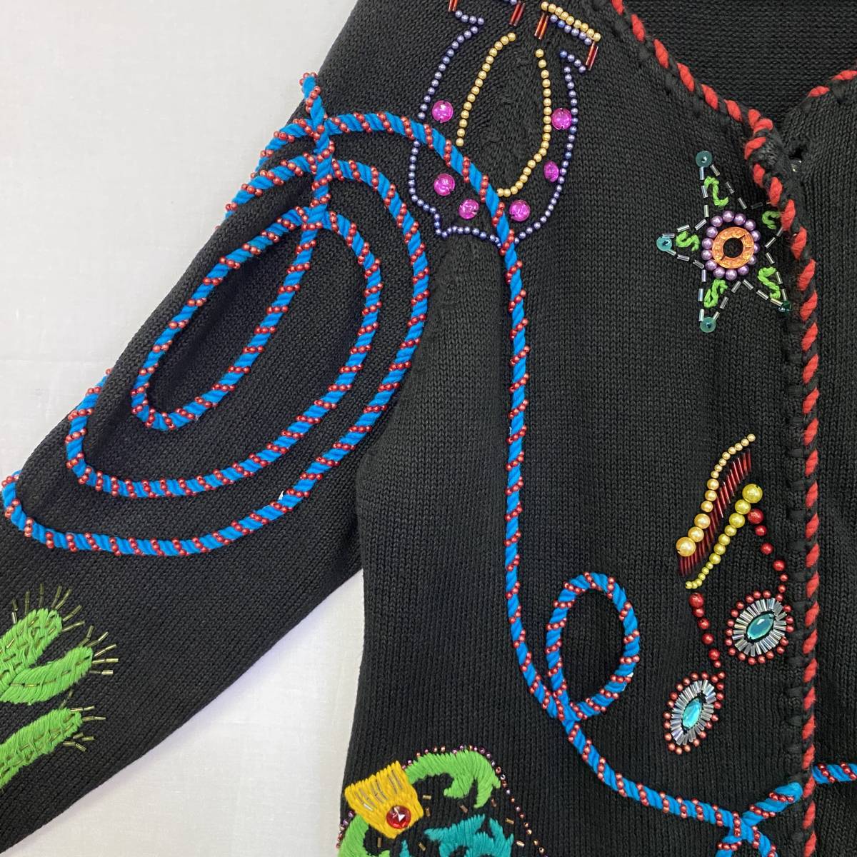 MICHAEL SIMON】 マイケル サイモン ビーズ 刺繍 ノーカラー MICHAEL SIMON】 マイケル サイモン ビーズ 刺繍 ノーカラー