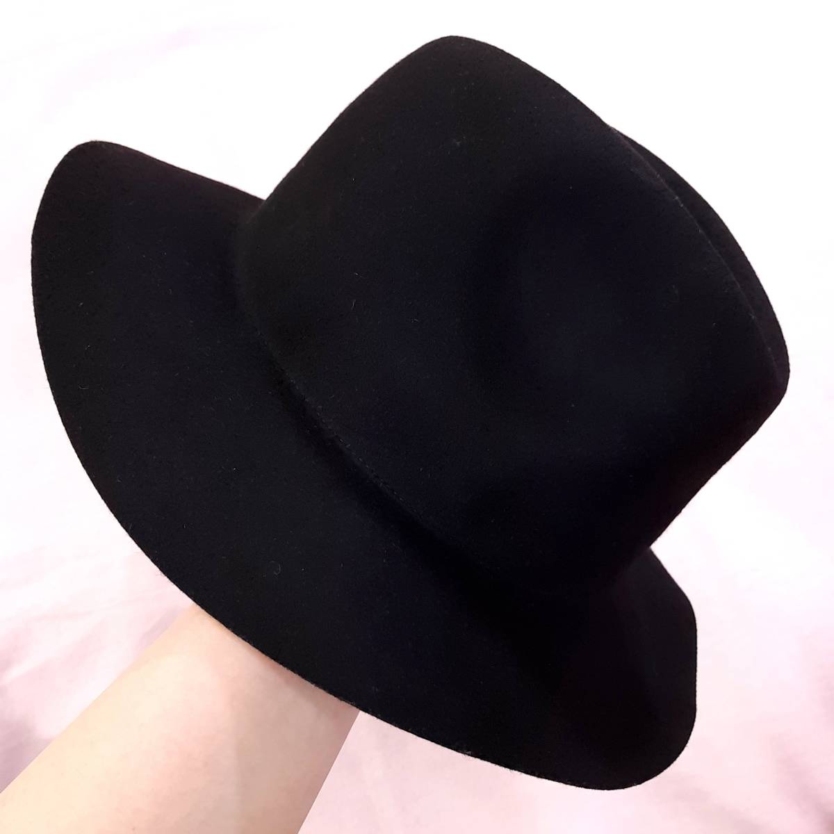 H5* new goods regular price 4190 jpy * fine quality wool 100% felt hat simple standard. soft hat wide‐brimmed hat hat * man and woman use 57.5.M size black black color 