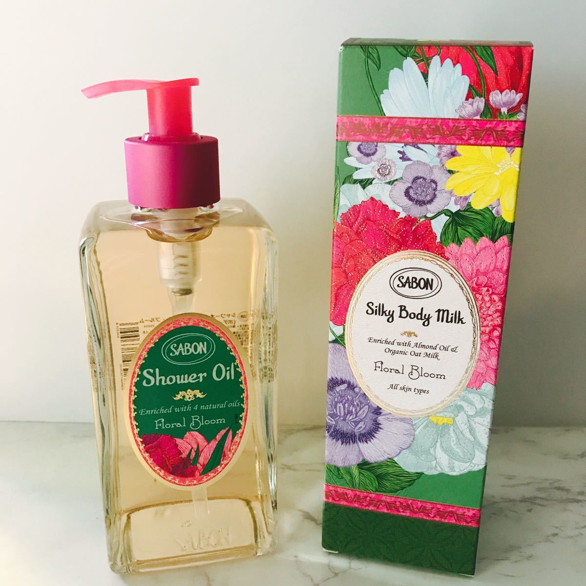 SABON フローラル・ブルーム　シャワーオイル＆シルキーボディミルクセット